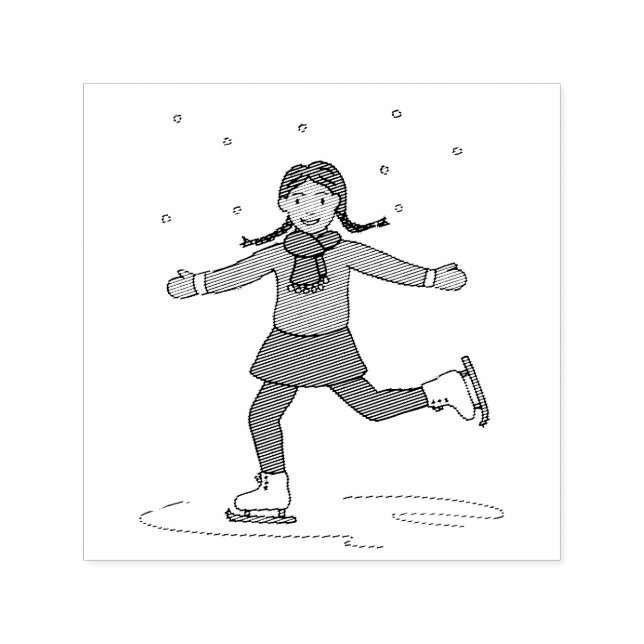 Ice Skaten Girl Abbildung Skater Permastempel (Design)