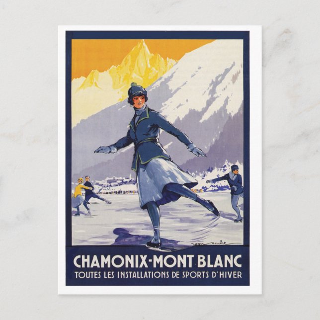 Ice Skaten Girl auf der Chamonix-Mont-Blanc-Region Postkarte (Vorderseite)