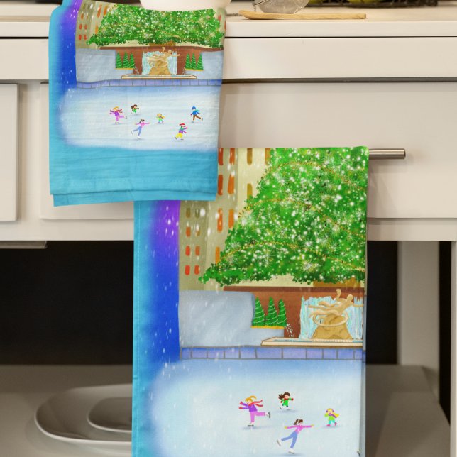 Ice Skaten im Rockefeller Center Geschirrtuch (Von Creator hochgeladen)