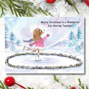Ice Skaten Lehrer Weihnachts-Hund Ice Skaten Karte