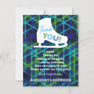 Ice Skaten Neon Glow Boys Geburtstagsparty Dankeskarte
