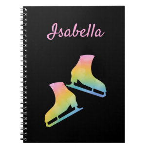 Ice Skaten Notebook Figur Skate Regenbogen schwarz Notizblock