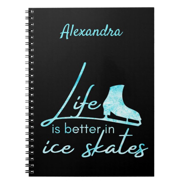 Ice Skaten Notebook Leben besser Skate tiefblau Notizblock (Vorderseite)