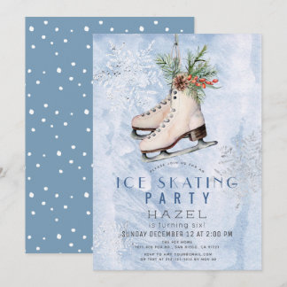 Ice Skaten Party Frozen Snowflake Geburtstag Einladung