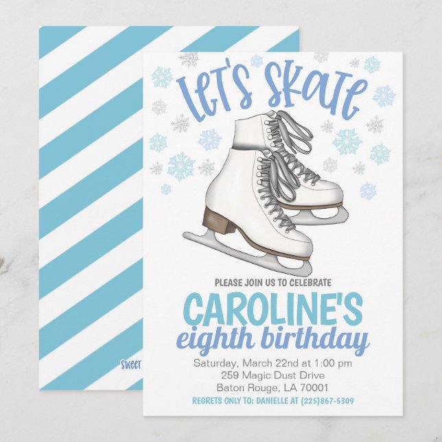 Ice Skaten Party Geburtstag Einladung (Vorne/Hinten)