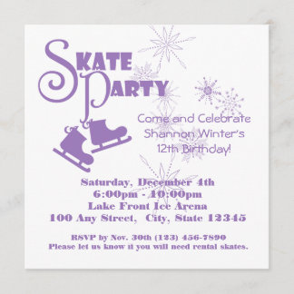 Ice Skaten Party Lila Einladung
