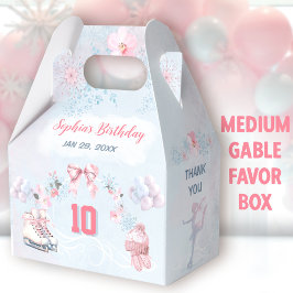 Ice Skaten Party Pink Winter Girl Birthday Medium Geschenkschachtel