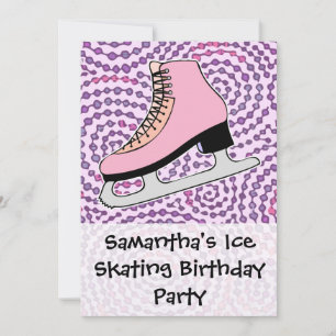 Ice Skaten Party, rosa Skate Einladung