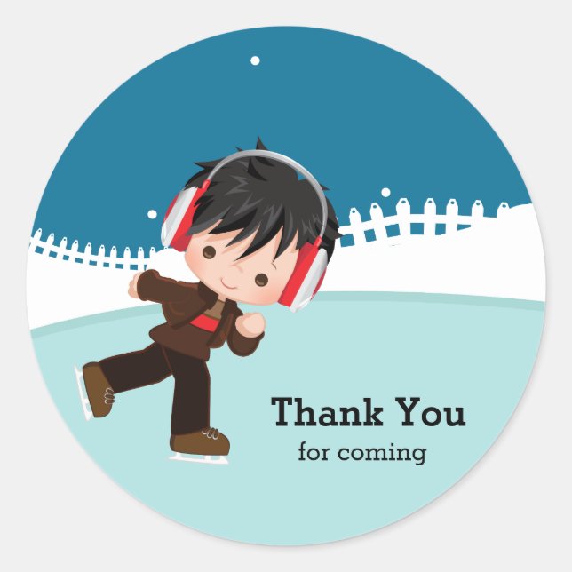 Ice Skaten Party Runder Aufkleber (Vorderseite)