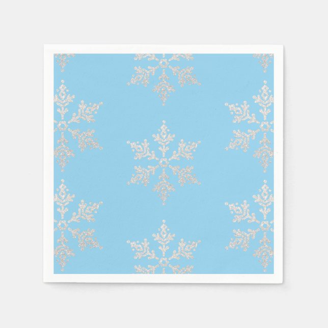 Ice Skaten Party Snowflake Glitzer Serviette (Vorderseite)