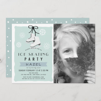 Ice Skaten Party Winter Blue Retro Geburtstag Einladung