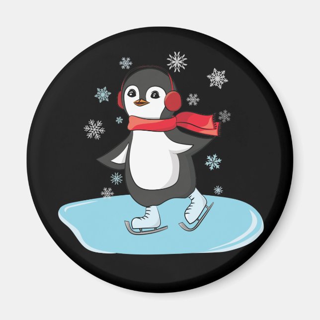 Ice Skaten Penguin Magnet (Vorne)