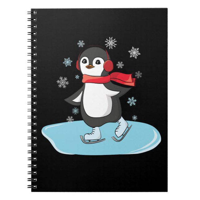 Ice Skaten Penguin Notizblock (Vorderseite)