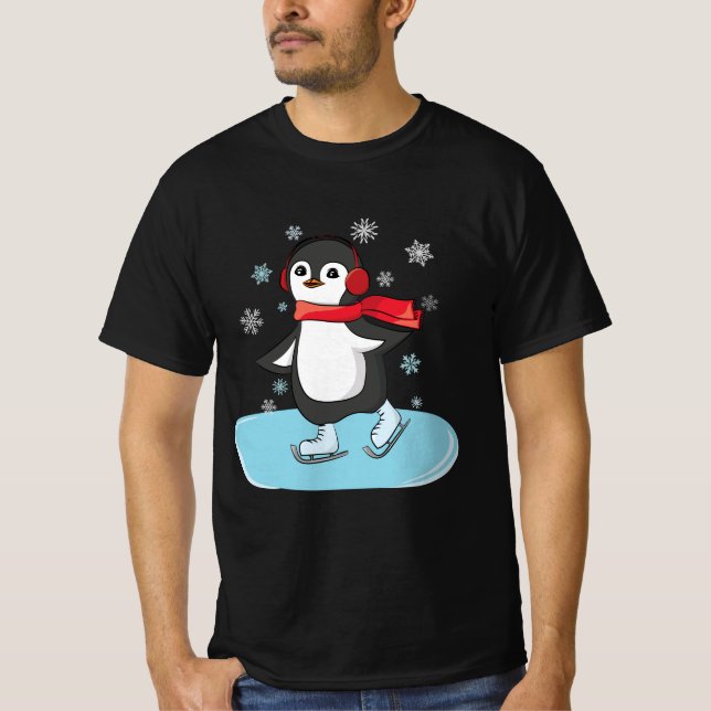 Ice Skaten Penguin T-Shirt (Vorderseite)