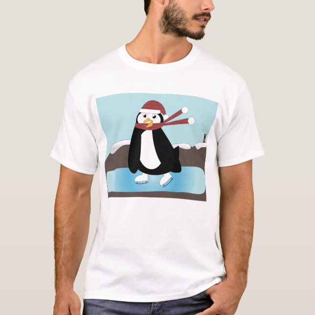 Ice Skaten Penguin T - Shirt (Vorderseite)