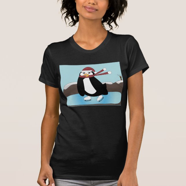 Ice Skaten Penguin T - Shirt (Vorderseite)