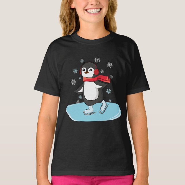 Ice Skaten Penguin T-Shirt (Vorderseite)