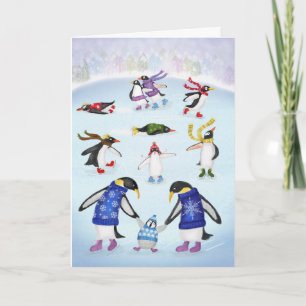Ice Skaten Pinguine Weihnachtskarte Karte