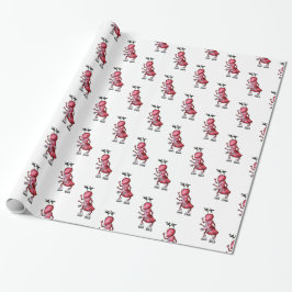 Ice Skaten Red Ant Mistletoe Wrapping Paper Geschenkpapier