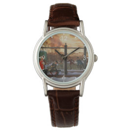 Ice Skaten Rink im Winter (von Konstantin Somov) Armbanduhr