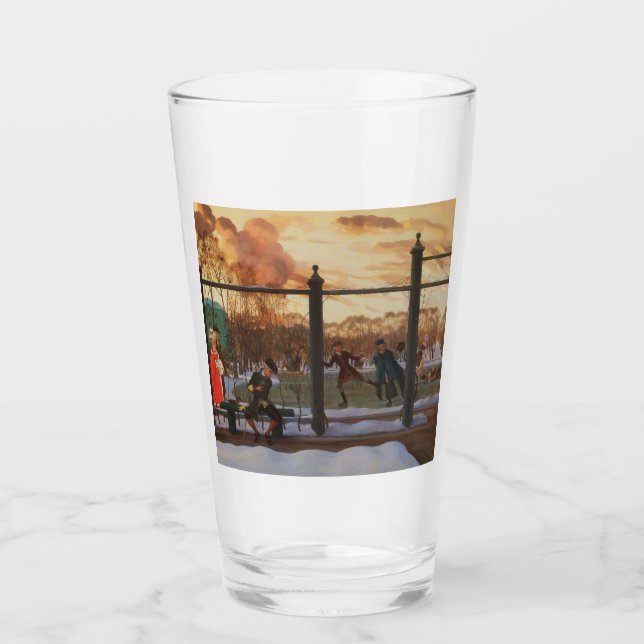 Ice Skaten Rink im Winter (von Konstantin Somov) Glas (Vorderseite)
