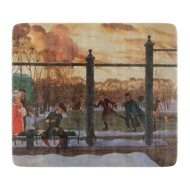Ice Skaten Rink im Winter (von Konstantin Somov) Schneidebrett (Vorderseite)