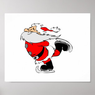 Ice Skaten Santa Poster