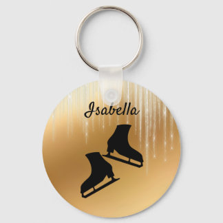Ice Skaten Schlüsselanhänger Eis Skate Gold Icicic