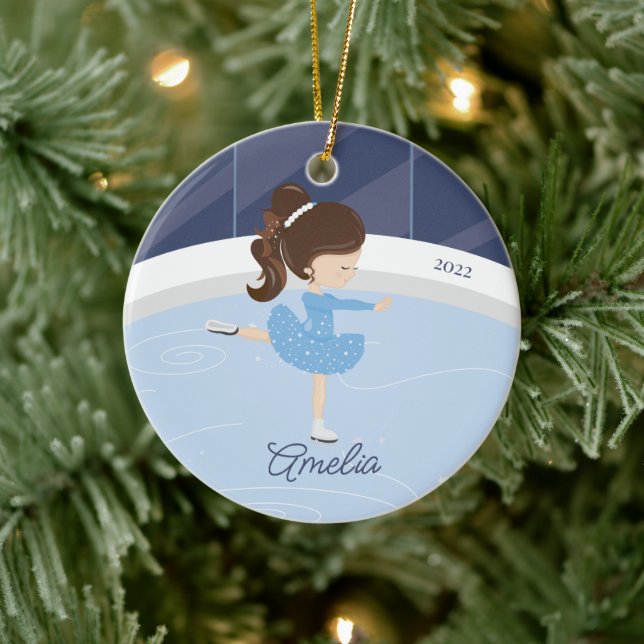 Ice Skaten Skater Girl Dated Keramik Ornament (Baum)