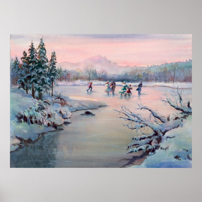 ICE-SKATEN & SNOWFLAKEN VON SHARON SHARPE POSTER (Vorne)