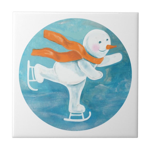 Ice Skaten Snowman Fliese (Vorderseite)