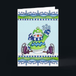 Ice Skaten Snowman - Grußkarte Feiertagskarte<br><div class="desc">Eine Wintersaison Grußkarte mit einem Eis-Skaten-Schneemann.</div>