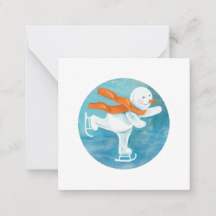 Ice Skaten Snowman Mitteilungskarte