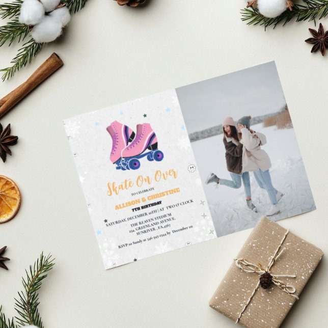 Ice Skaten Twin Winter Geburtstag Skate auf Ankündigung (Von Creator hochgeladen)
