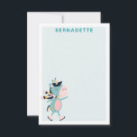 Ice Skaten Unicorn Aquamarin Rosa Personalisiert Mitteilungskarte<br><div class="desc">Niedliche Wintereis-Skaten in aquamarinem Blau und Rosa. Personalisieren Sie es mit Ihrem Namen.</div>