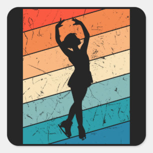 ICE SKATEN VINTAG Abbildung Skaten-Geschenkeis Quadratischer Aufkleber