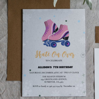 Ice Skaten Winter Geburtstag Skate auf über Girls Ankündigung