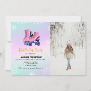 Ice Skaten Winter Geburtstag Skate auf über Girls Ankündigung