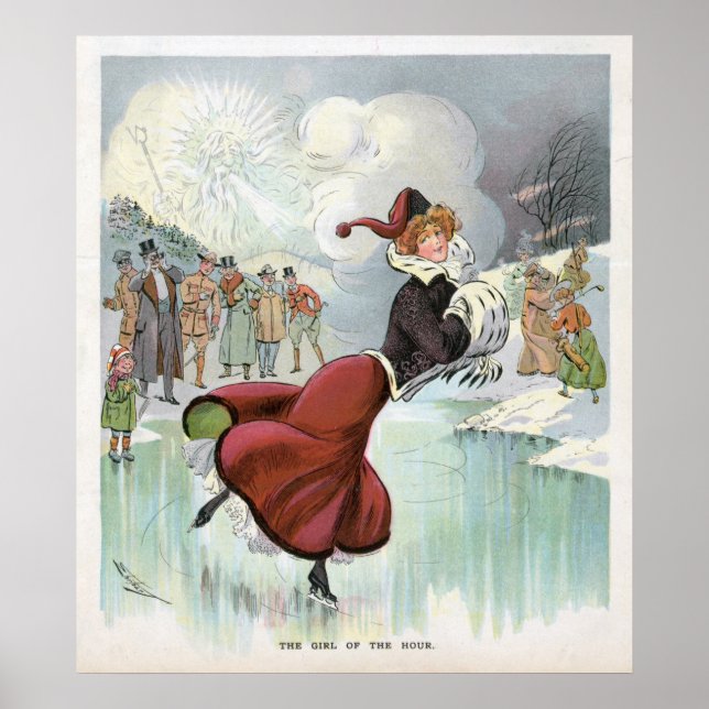 Ice Skaten Woman Vintage Poster (Vorne)
