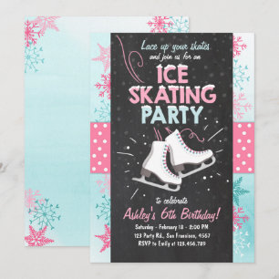 Ice Skaten zum Geburtstag Einladung Skate Winter P