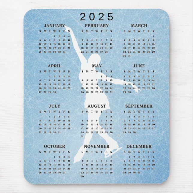 Ice Skater Design 2025 Kalender Mousepad (Vorne)