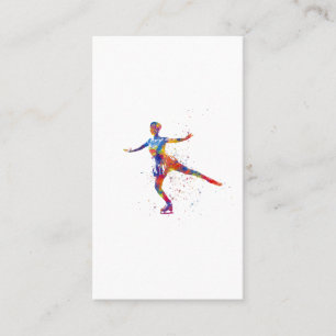 Ice skater in watercolor visitenkarte