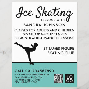 Ice Skater Silhouette, Ice Skaten Lektion Werbung Flyer