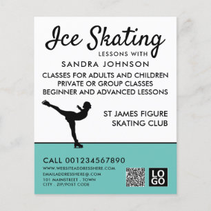 Ice Skater Silhouette, Ice Skaten Lektion Werbung Flyer