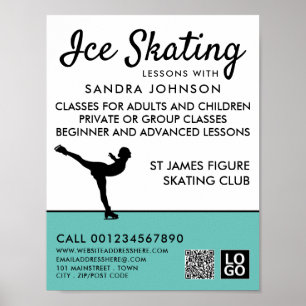 Ice Skater Silhouette, Ice Skaten Lektion Werbung Poster