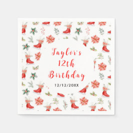 Ice Skating Birthday Party Red Serviette