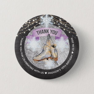 Ice Skating Birthday Personalized Button