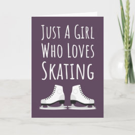 Ice Skating Cards Girl Pink Cute Girly For Kids Karte