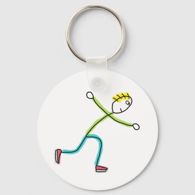 Ice Skating Stickman Schlüsselanhänger (Vorderseite)