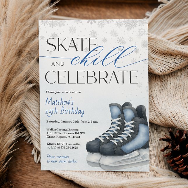 Ice Skating Teen Boy's Hockey Birthday Invitation Einladung (Ice Skating Teen Boy's Hockey Birthday Invitation)